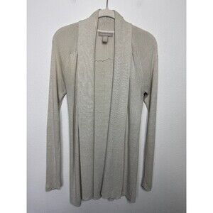 Banana Republic XS Shawl Cardigan Sweater Cream Open Front Long Sleeve Ribbed